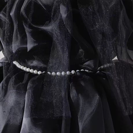 BLACKフラワーデコレーションオフショルドレス(1675)