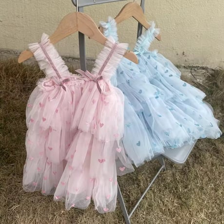kids heart pink × blue トリプルチュールドレス(3225)