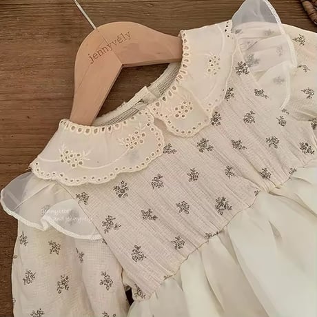 jennybebe ナチュラルフラワーシフォンチュールスカートロンパース(1144)