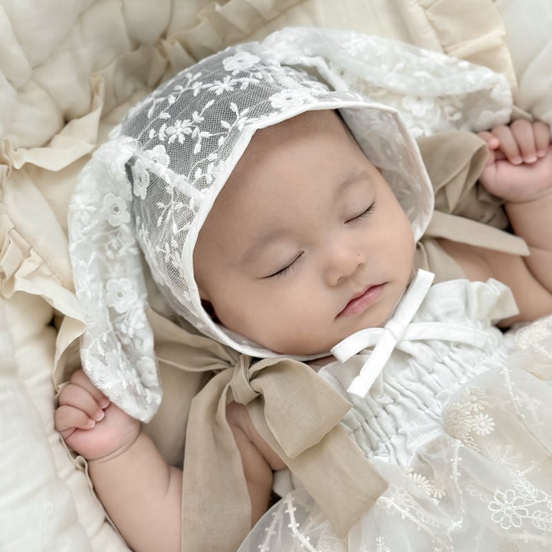 うさ耳レースボンネット(1568) | こどもふく moco kids