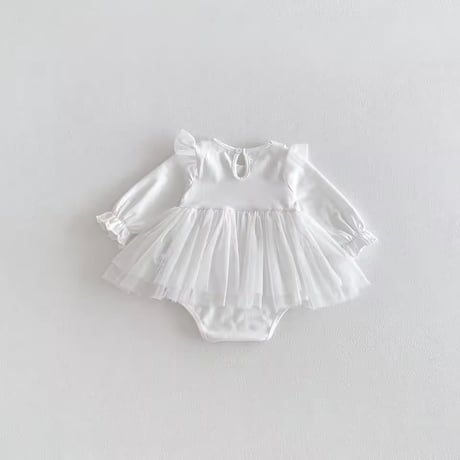 ウエストエンブロイダリーホワイトロンパースドレス(2100)
