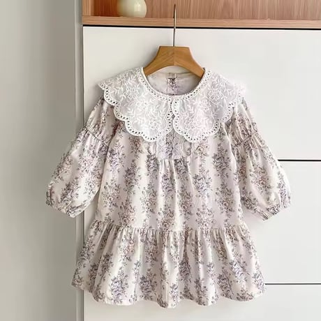 姉妹お揃いヴィンテージローズレースcollarロンパースorワンピース(2031)