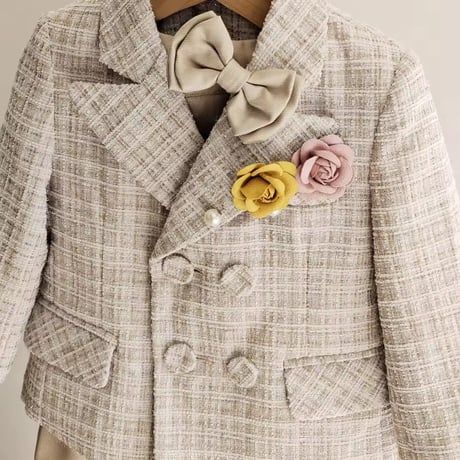 camel/gray ツイードジャケットフォーマルスーツ(989)