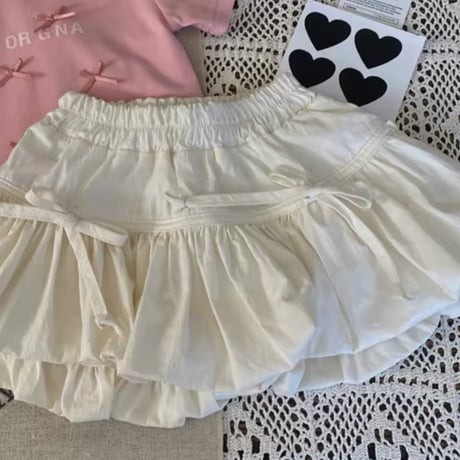 kids プチリボンピンクtシャツ or リボンバルーンキュロット(4129)