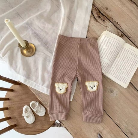 3color 白くまワッペンワッフルレギンス(751)