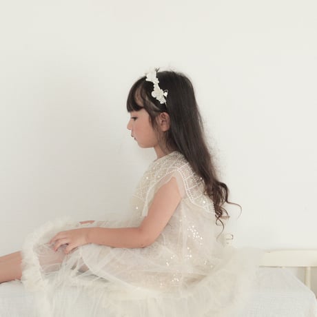 kids スクエアネックビジュー×スパンコールドレス(370)