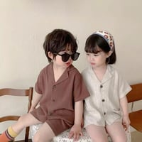 kids リネン生地シャツセットアップ(1681)