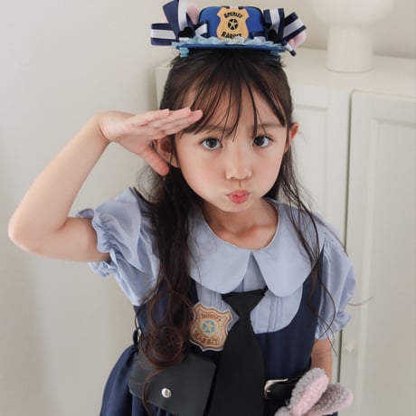kids  半袖/長袖ネイビーラビットなりきりワンピース(2155)