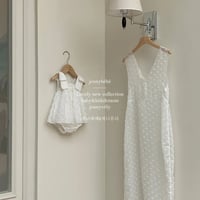 jennybebe ママとお揃いスノーフラワーぽこぽこ肩リボンロンパースor mamaワンピース(4102)