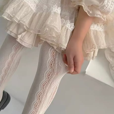 white×black レースタイツ(941)