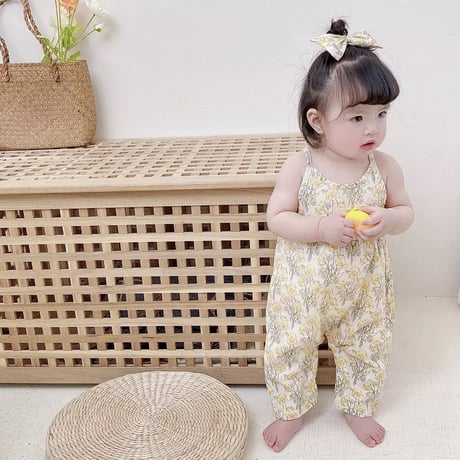 ヘアリボン付きフローラルキャミサロペット(1588)