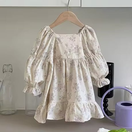 jennybebe 姉妹お揃いヴィンテージフラワーバッグリボンロンパースorワンピース(1014)