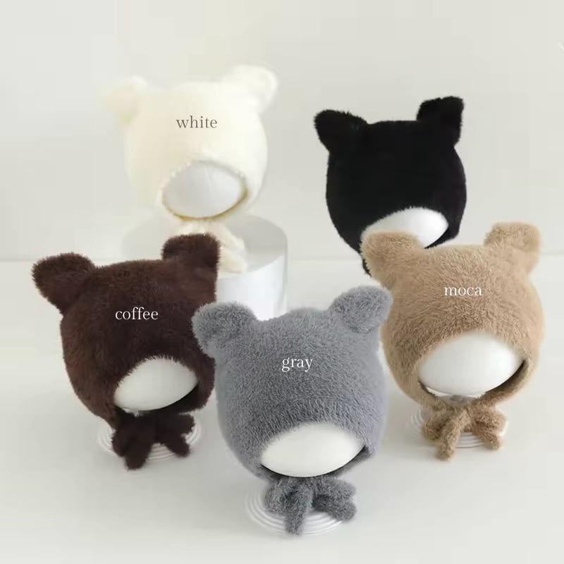 即納あり◇ふわふわ猫しっぽボンネット(1130) | こどもふく🧸mocokids