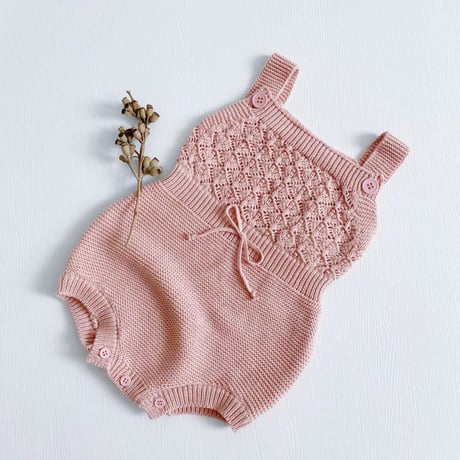 pink/mint diamondニットサロペット(636)