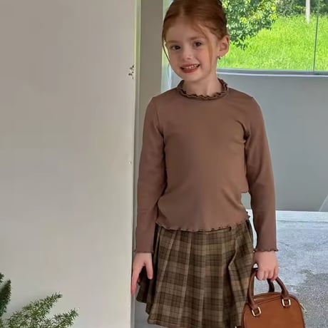 kids black/brownチェックスカート(2029)