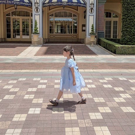 kids ice blue/pinkシフォンチュールドレス(1562)