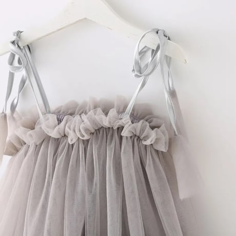 gray/pink ショルダーリボンチュチュドレス(593)