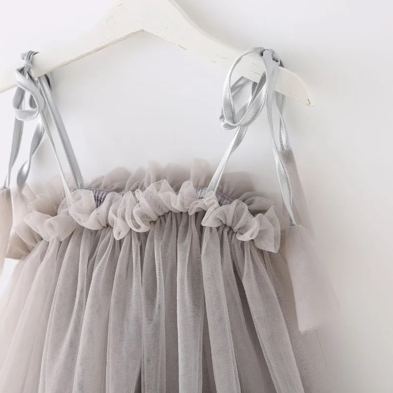 gray/pink ショルダーリボンチュチュドレス(593) | こどもふく