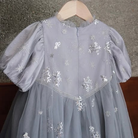 kids ブルーパフバックレースcrystal of snowプリンセスドレス(579)