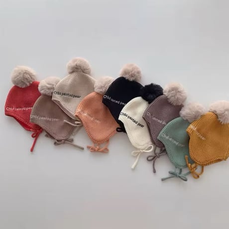 9color レターぽんぽんニット帽(649)