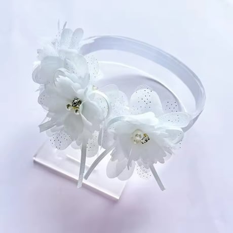 white/pink ベビーヘッドフラワーアクセサリー(1157)