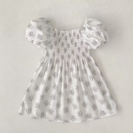 姉妹お揃いフラワーソフトカラーシャーリングワンピースorロンパース(1469)
