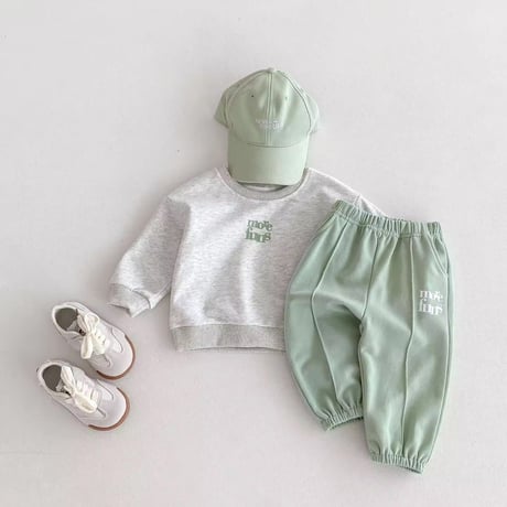 grayトレーナー×mint greenパンツセットアップ(4157)