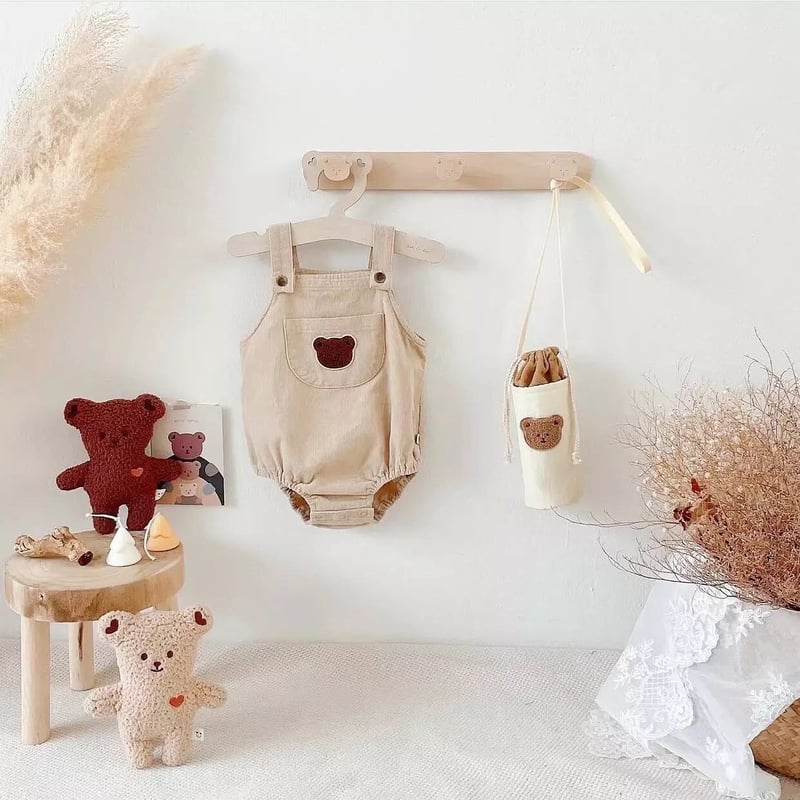 くまさんうさぎさん5pcsウッドハンガー(208) | こどもふく🧸mocokids