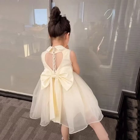 kids バックシースルーハート丸襟ドレス(546)
