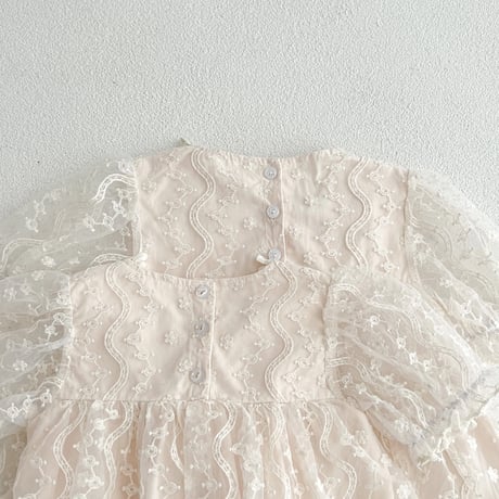 姉妹お揃いナミナミレースロンパースorワンピース(2255)