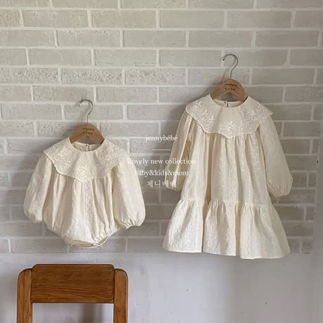 jennybebe 姉妹お揃いリコットコットンレースロンパースorワンピース(3250)