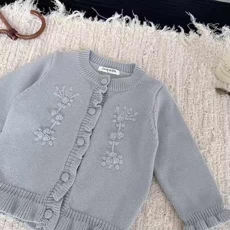 momo babyblue/ivory hemメローニットカーディガン(1405)