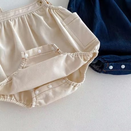 denimサロペット×ボーダーくまトップス(1310)