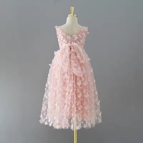 pink/white allバタフライロングドレス(1515)