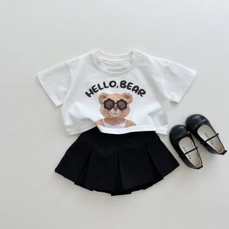 即納あり◆クロップド丈サングラスくまtシャツ(4128)
