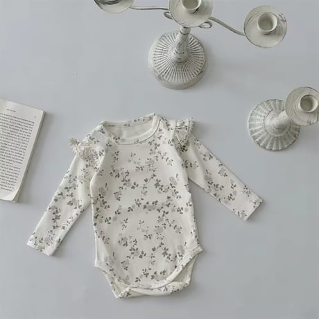 ナチュラルローズロンパース&パンツ&ボンネットset(4173)