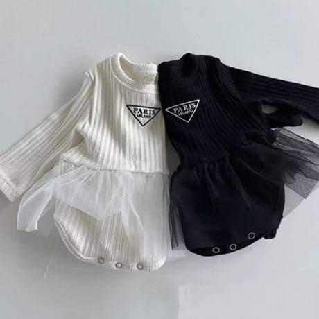 PARISモノトーンリブチュールロンパース(2362)