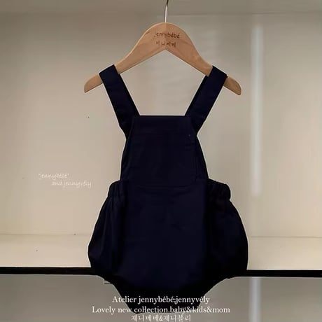 jennybebeストライプシャツ×サロペットモノトーンコーデ(700)