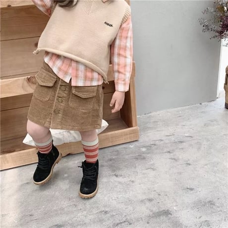 kids コーデュロイ台形スカート(540)