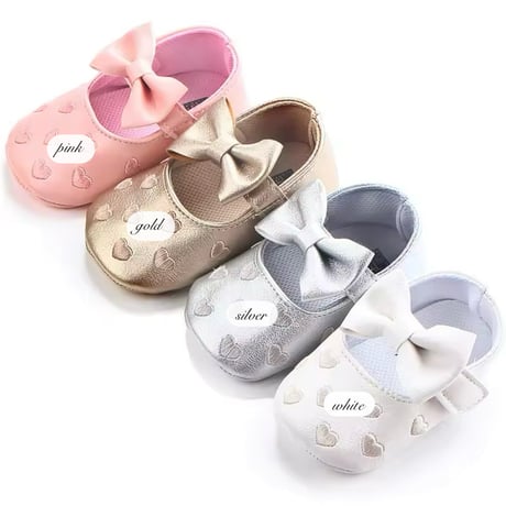即納あり◆4color リボンハートベビーシューズ(598)