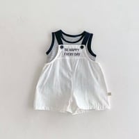 モノトーンボーダータンクトップ×ロゴサロペットコーデ(1289)