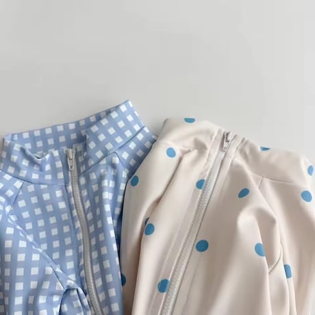 blue gingham check / cream dotラッシュガード(2095)