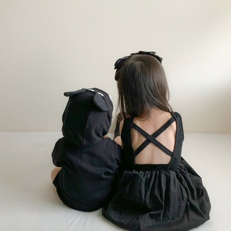 Black クロスバックシャンノースリーブワンピース(1591)