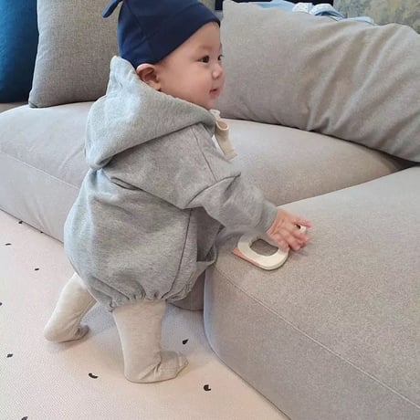 gray×navy NYCパーカーロンパース(1001)