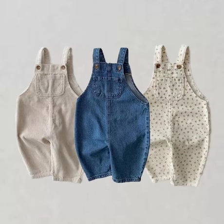 3color 前ポケットコーデュロイorデニムオーバーオール(2481)