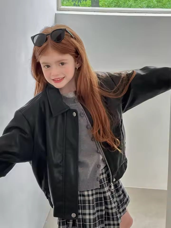 kids ブラックレザージャケット(2028) | こどもふく🧸mocokids