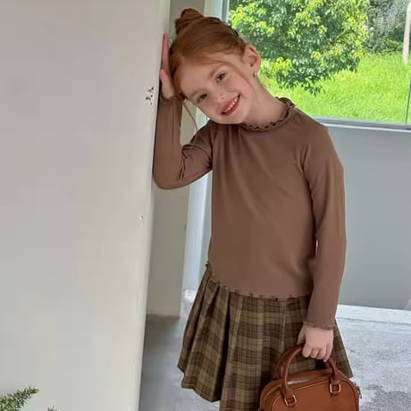 kids black/brownチェックスカート(2029)