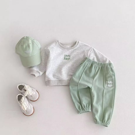grayトレーナー×mint greenパンツセットアップ(4157)