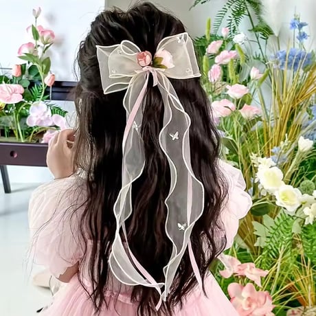 7color キャンディポップチュールリボンヘアクリップ(932)