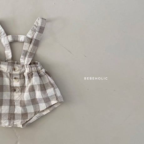 即納【bebeholic】check suspenders bloomers(b55)